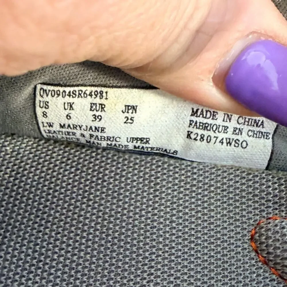 Ryka Mary Jane Sneakers Gray Orange Comfort Walking Shoes Womens 8